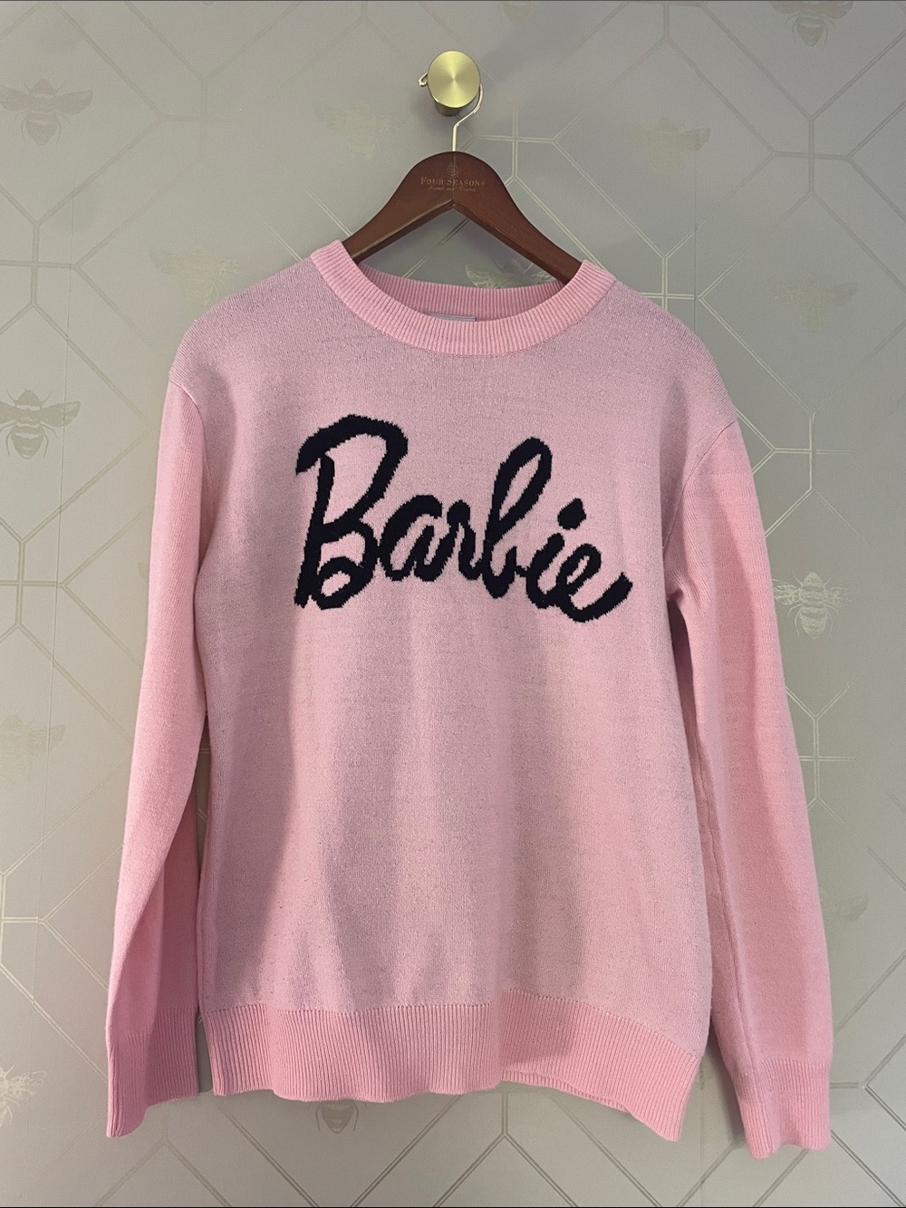 Barbie Pink Crewneck with Black Script Logo